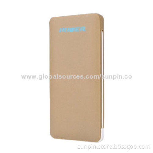 Dual USB Power Bank with Built in USB Cable, 5000mAh, for Mobile Phone
